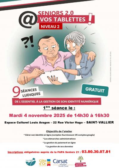 Atelier numérique gratuit sur tablette pour seniors à Saint-Vallier